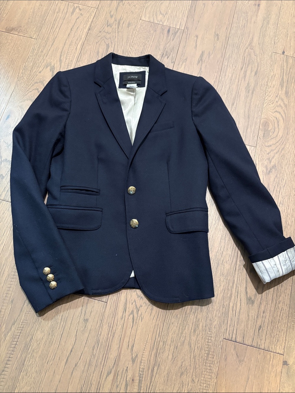 J. Crew Navy Blazer with Gold Buttons and Flap Pockets
